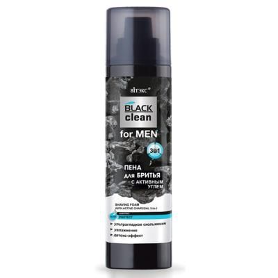 #Пена для бритья с активным углем 3в1 Black Clean for men 250мл